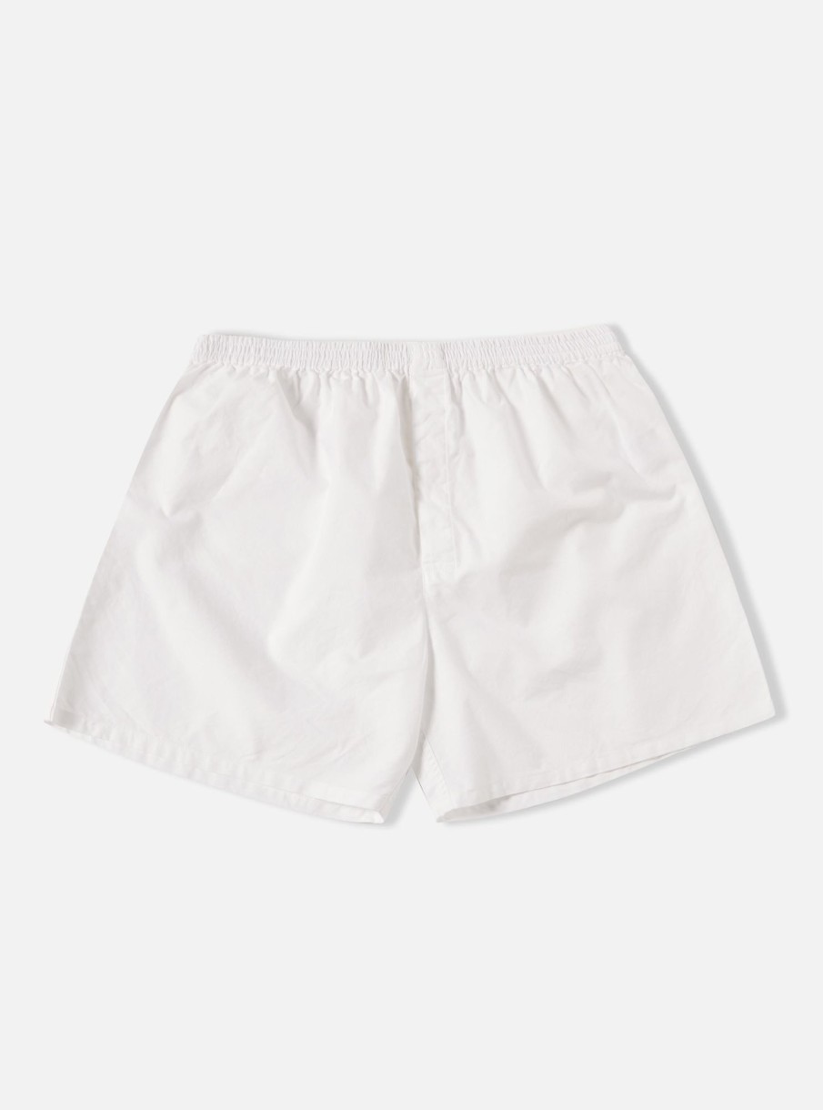 New Universal Works Universal Works Boxer Short In White Oxford Cotton