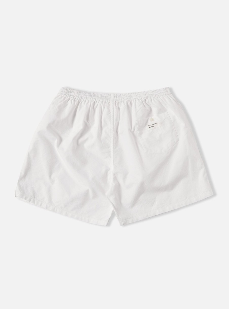 New Universal Works Universal Works Boxer Short In White Oxford Cotton