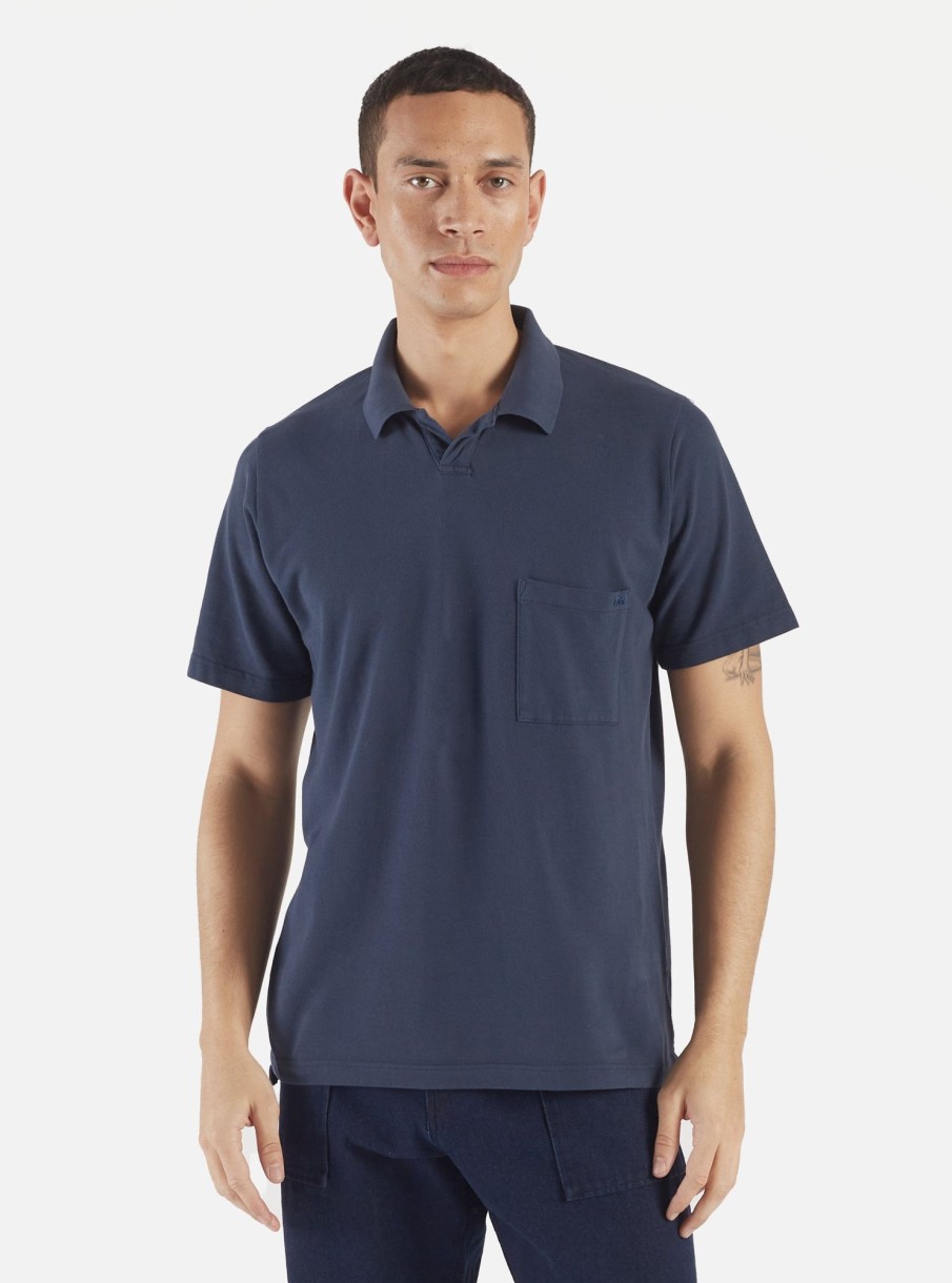 Clearance Universal Works Universal Works Vacation Polo In Navy Piquet