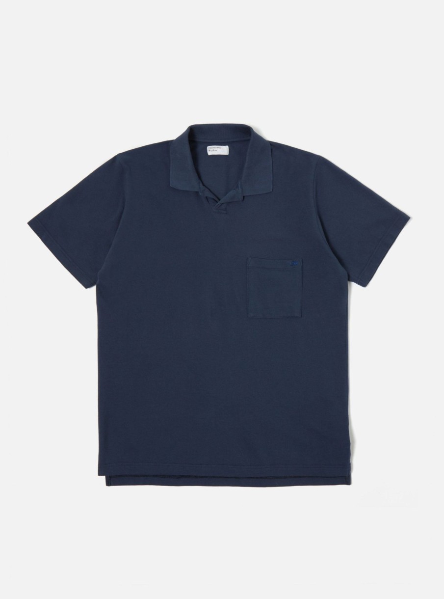 Clearance Universal Works Universal Works Vacation Polo In Navy Piquet