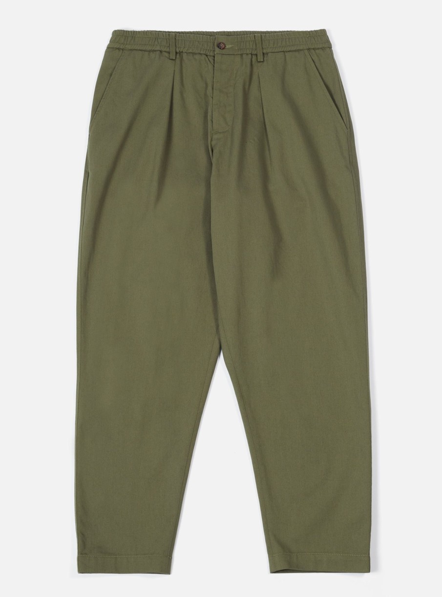 Hot Universal Works Universal Works Pleated Track Pant In Light Olive Twill