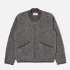 Wholesale Universal Works Universal Works Zip Bomber In Grey Marl Wool Fleece