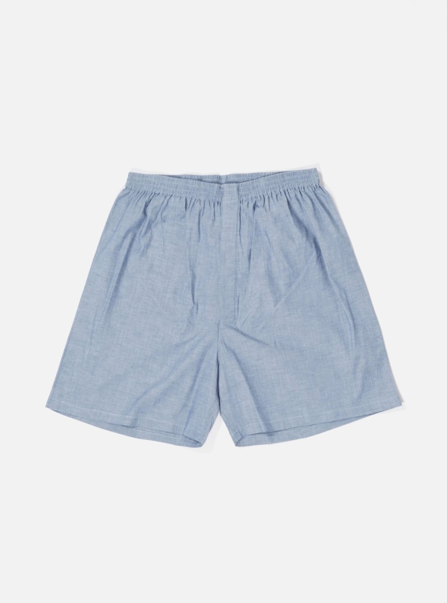 Online Universal Works Universal Works Boxer Short In Chambray Cotton