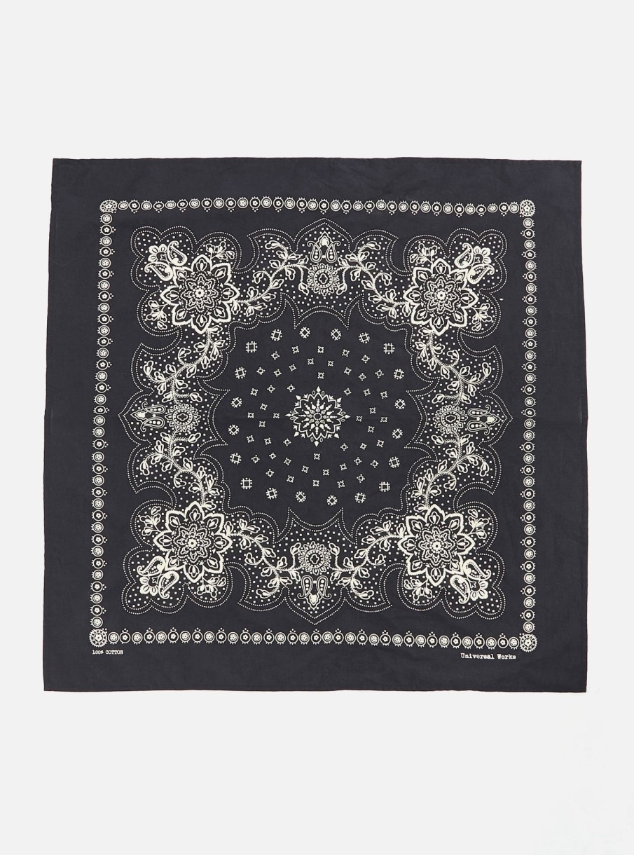 New Universal Works Universal Works Neckerchief In Black Classic Bandana