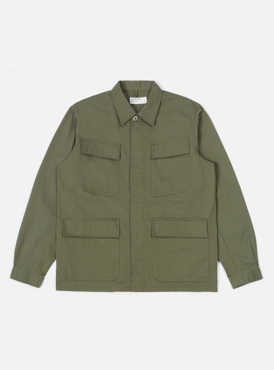 Clearance Universal Works Universal Works Mw Fatigue Jacket In Light Olive Twill