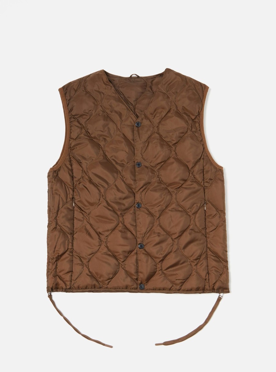 Hot Taion Taion By F/Ce. Packable Down Vest In Brown Nylon Ripstop/Duck Down