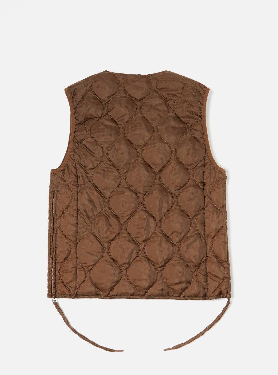 Hot Taion Taion By F/Ce. Packable Down Vest In Brown Nylon Ripstop/Duck Down