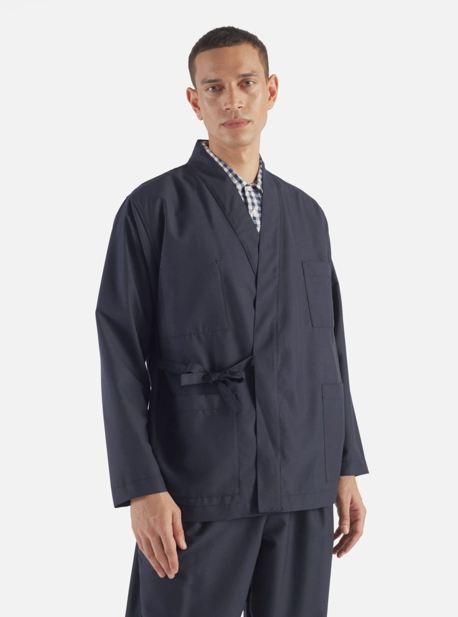 New Universal Works Universal Works Kyoto Work Jacket In Navy Tropical Suiting