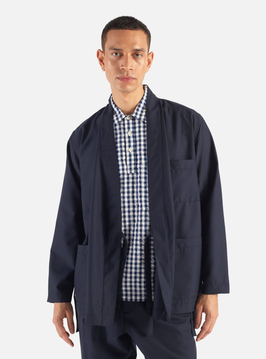 New Universal Works Universal Works Kyoto Work Jacket In Navy Tropical Suiting