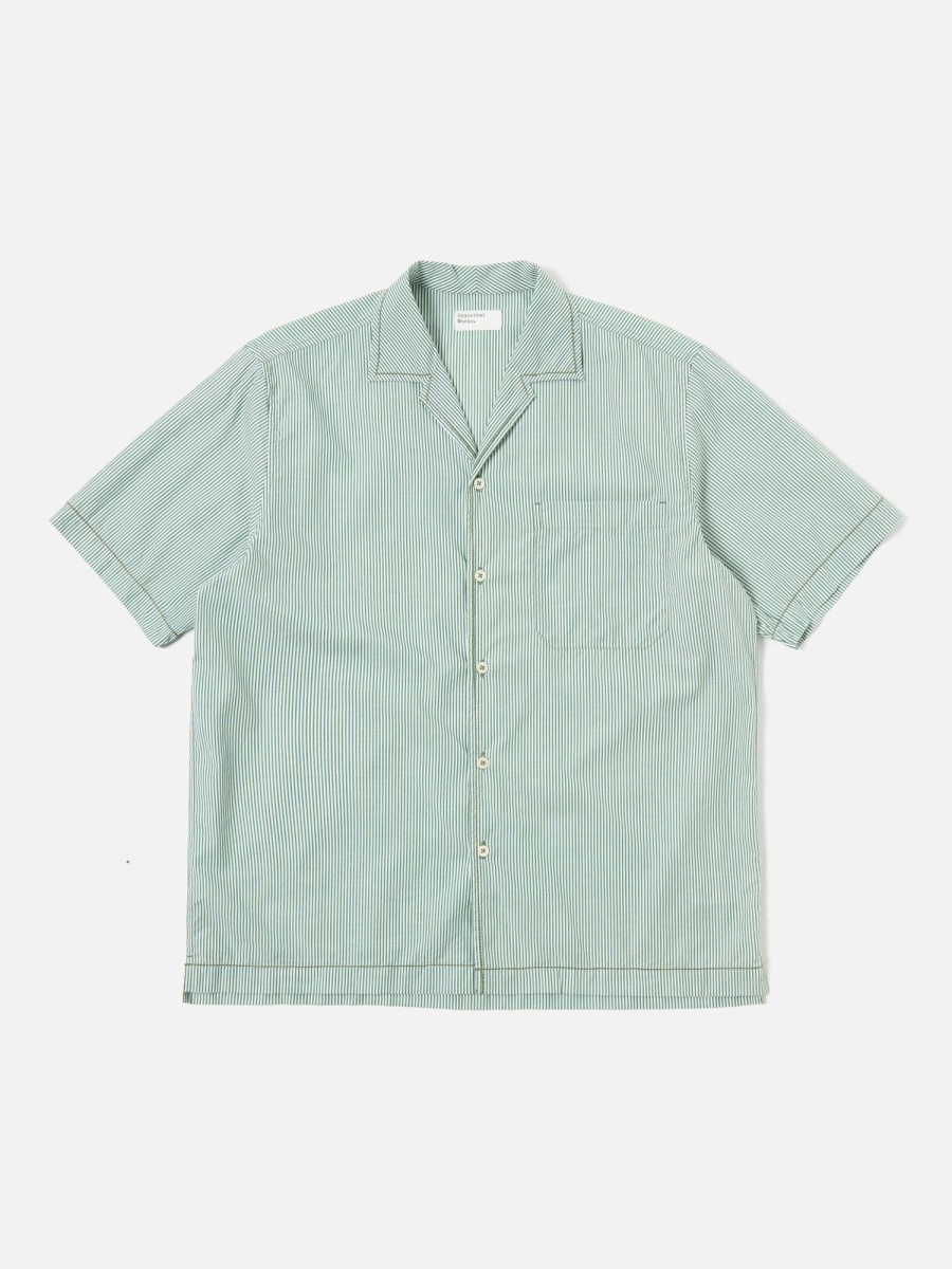 Hot Universal Works Universal Works Minari Shirt In Green Classic Stripes