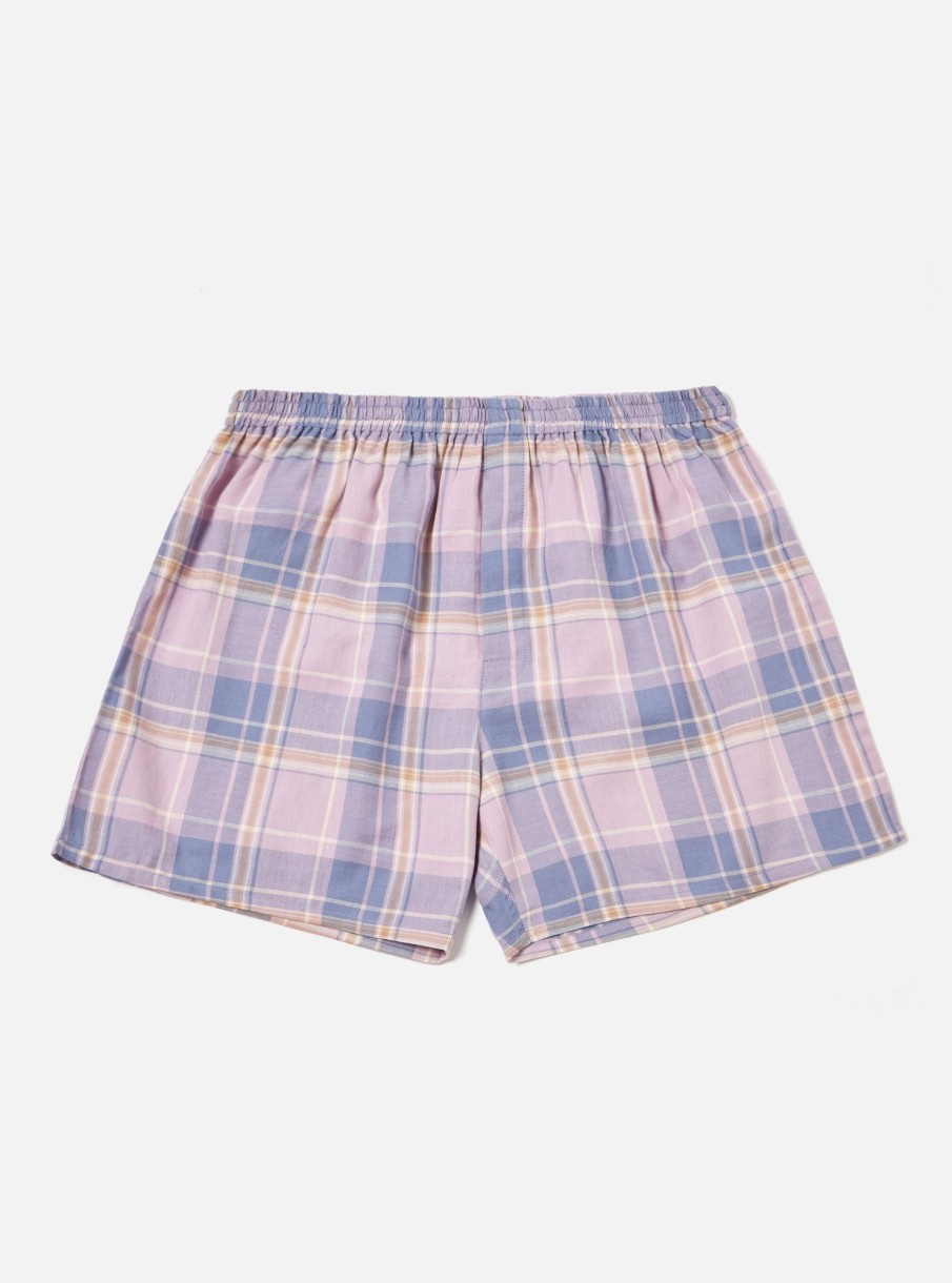 Best Universal Works Universal Works Boxer Short In Lilac Soft Check