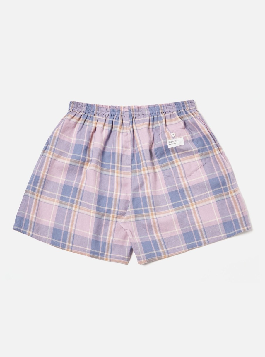 Best Universal Works Universal Works Boxer Short In Lilac Soft Check