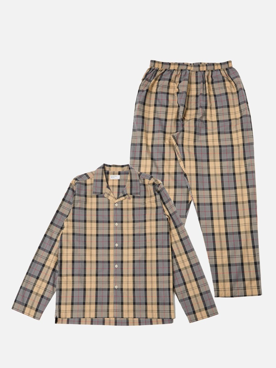 Best Universal Works Universal Works Pyjama Set In Sand Tartan Check