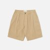 New Universal Works Universal Works Pleated Track Short In Summer Oak Seersucker Ii