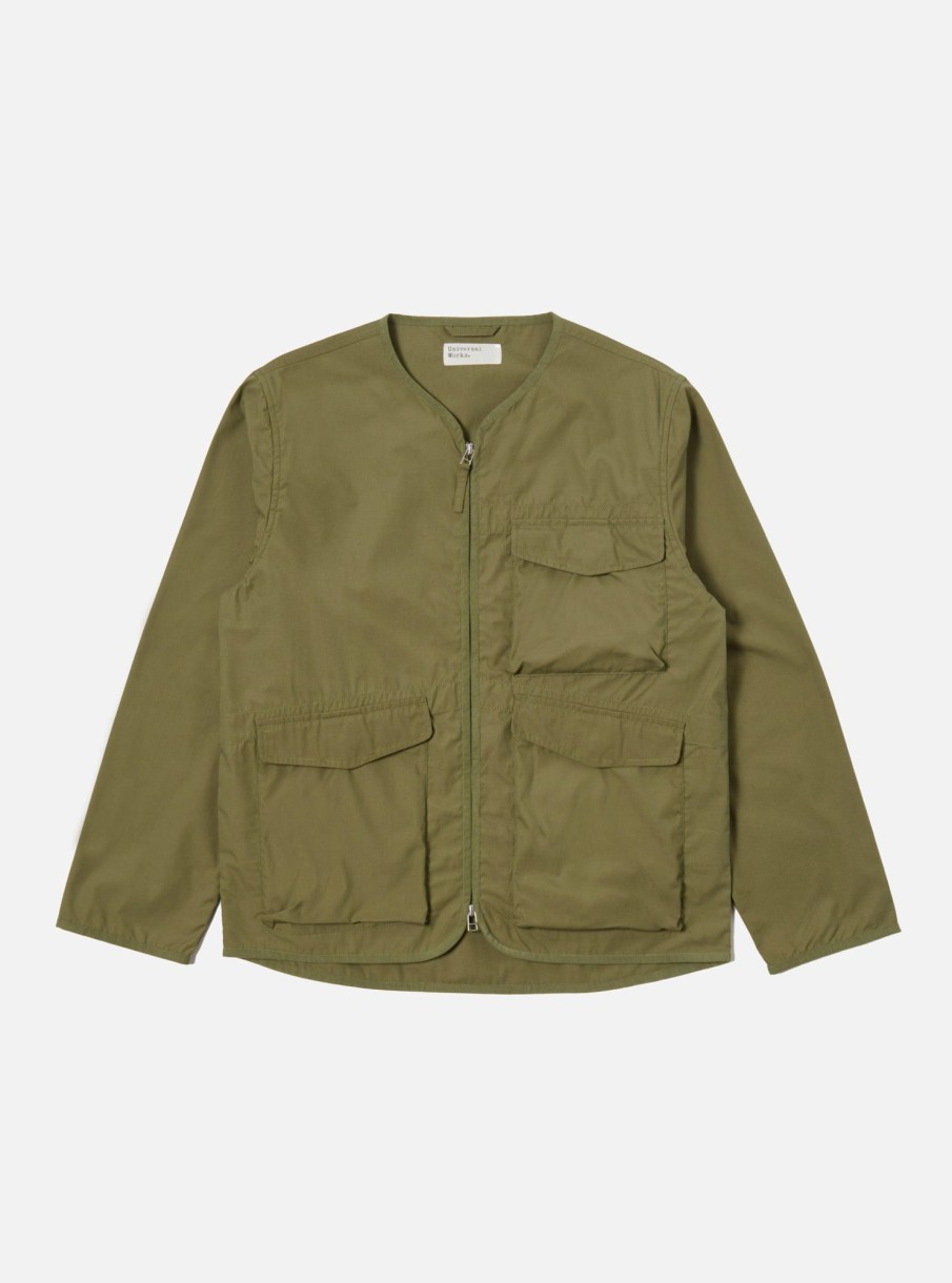 Online Universal Works Universal Works Parachute Liner Jacket In Olive Recycled Poly Tech