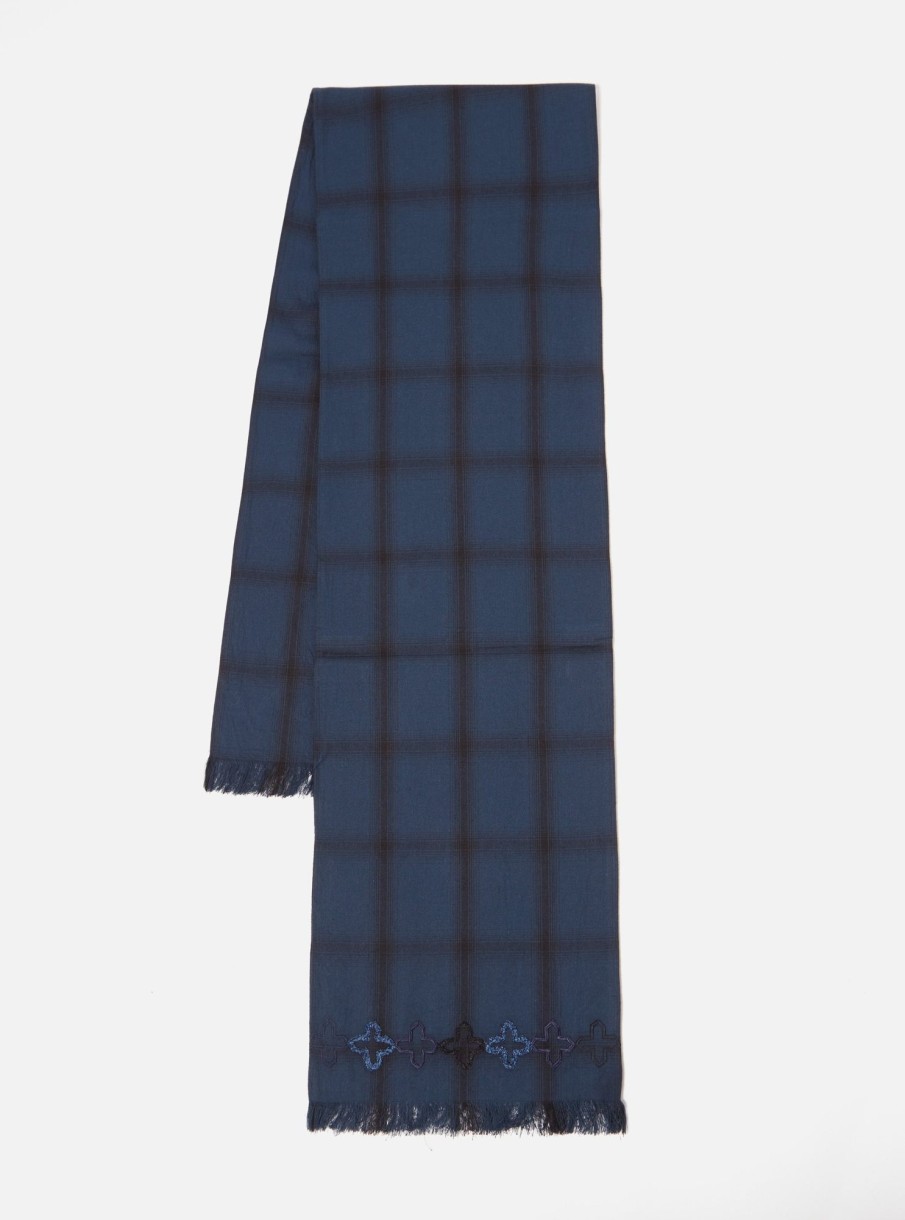 Wholesale Universal Works Universal Works Border Scarf In Navy Shadow Check