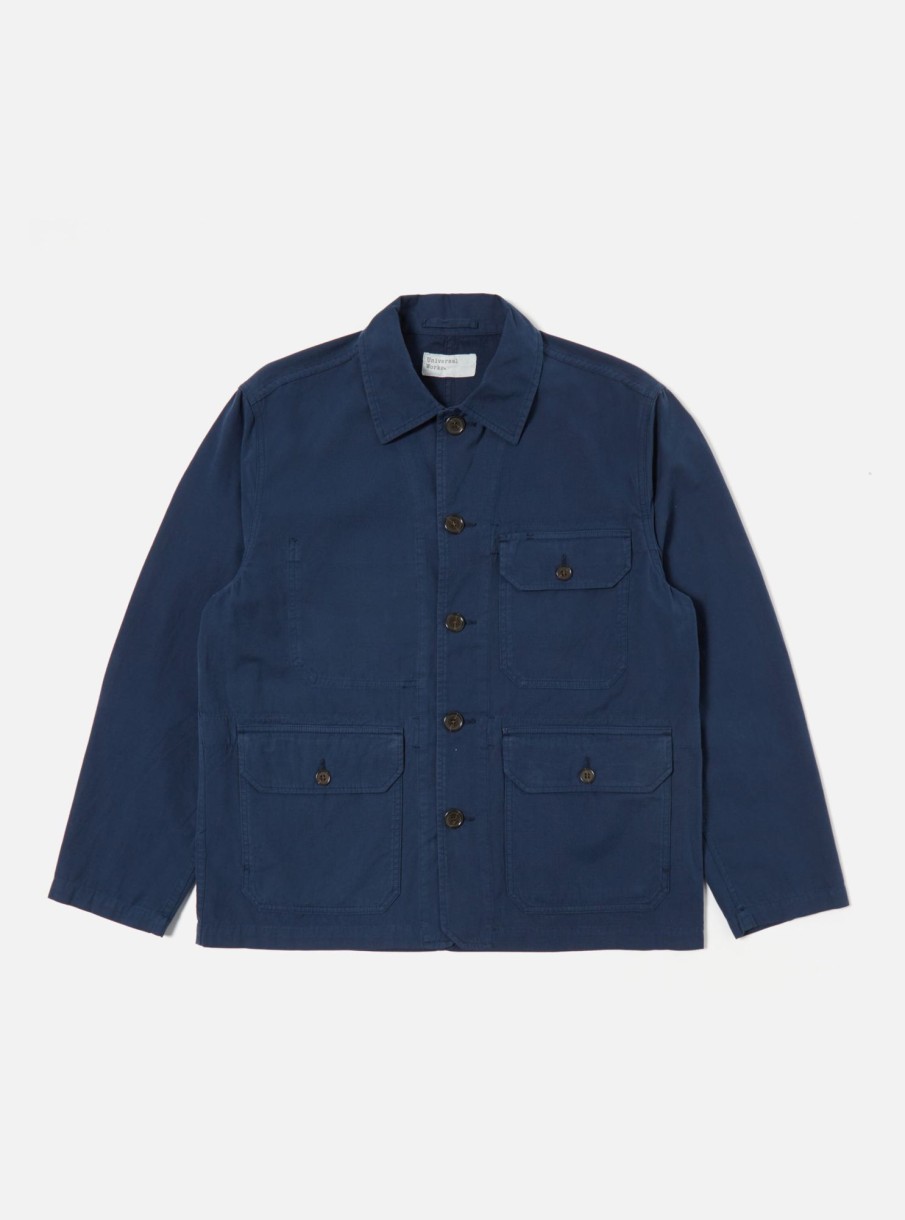 Online Universal Works Universal Works Utility Jacket In Navy Summer Canvas