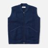 Online Universal Works Universal Works Zip Waistcoat In Indigo Wool Fleece