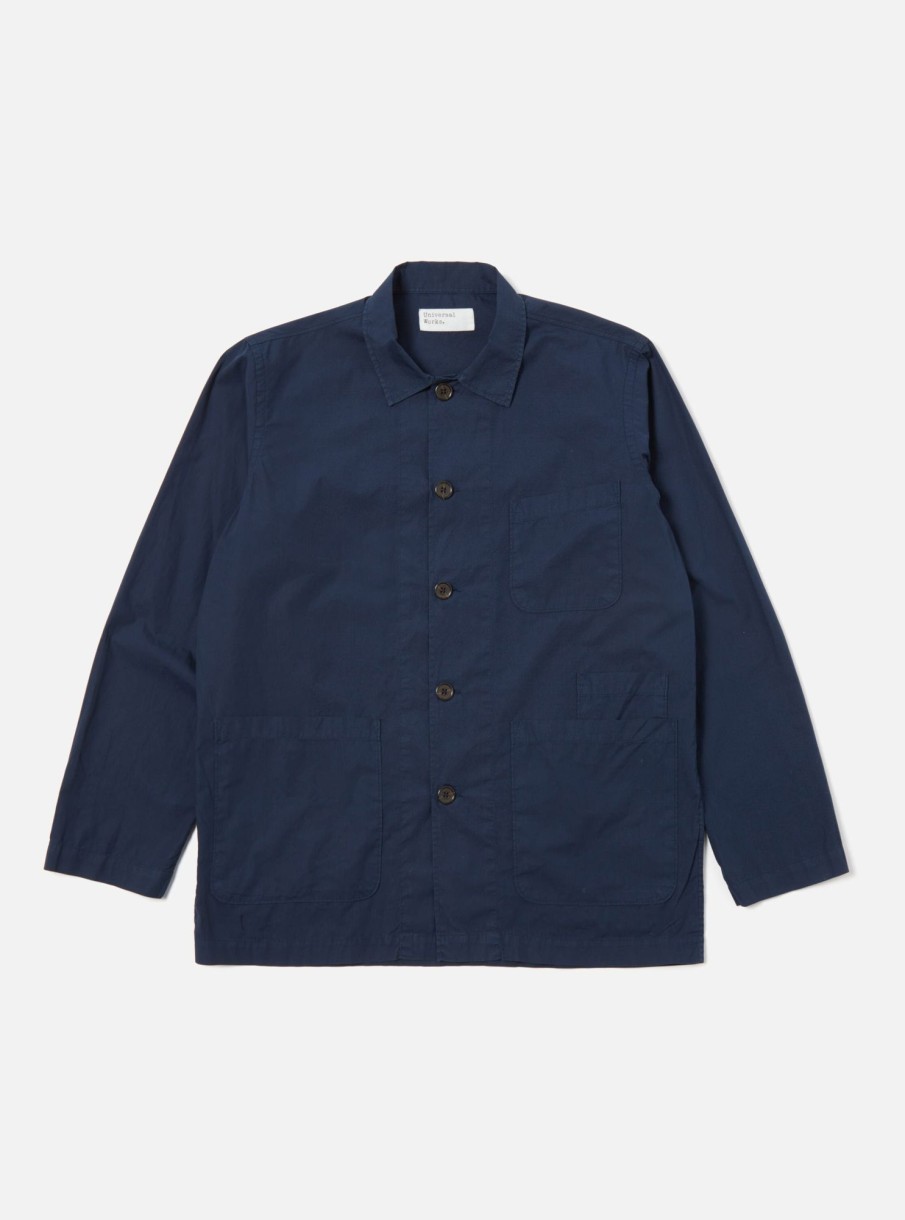 Wholesale Universal Works Universal Works Bakers Overshirt In Navy Organic Fine Poplin