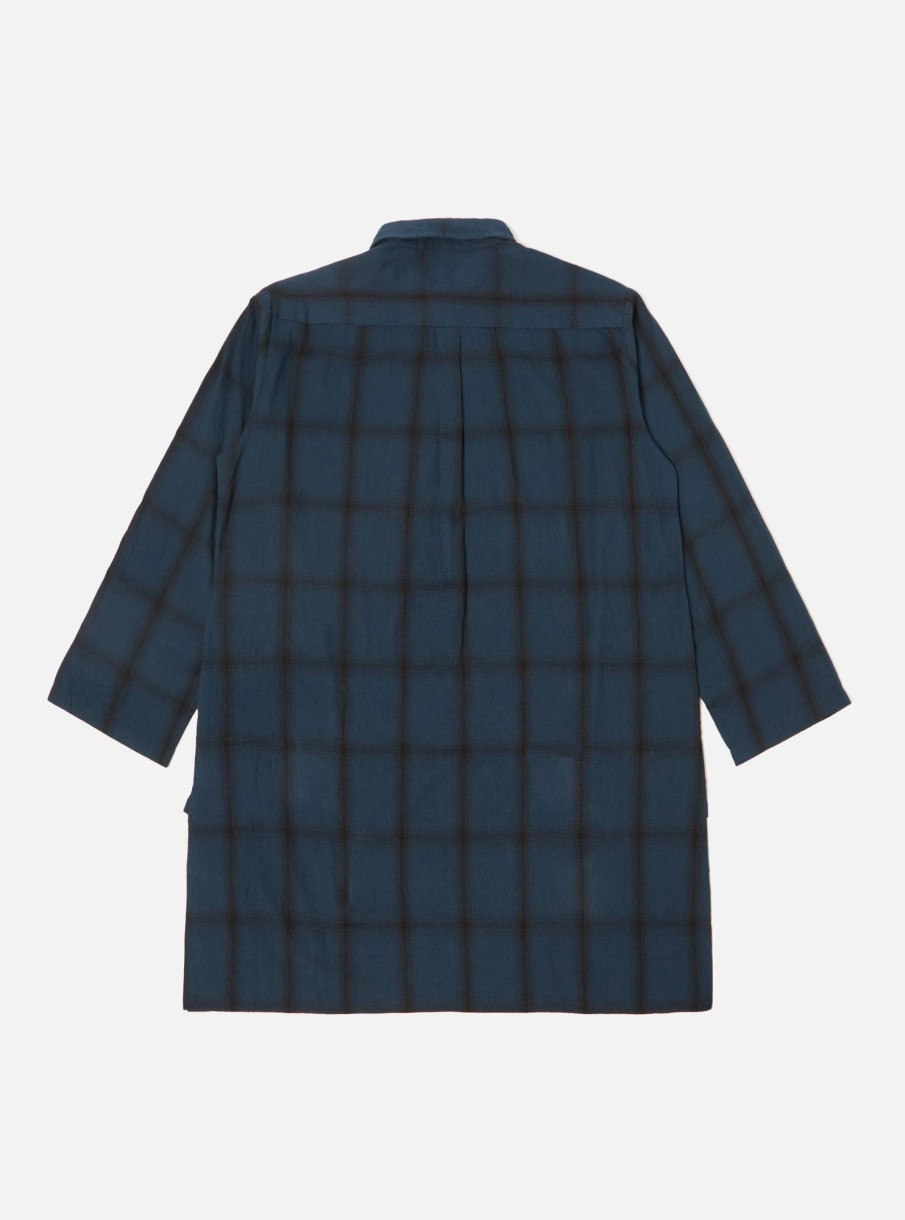 Best Universal Works Universal Works Kurta Shirt In Navy Shadow Check