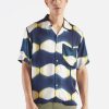 Clearance Universal Works Universal Works Camp Shirt In Navy/Yellow Tie Dye