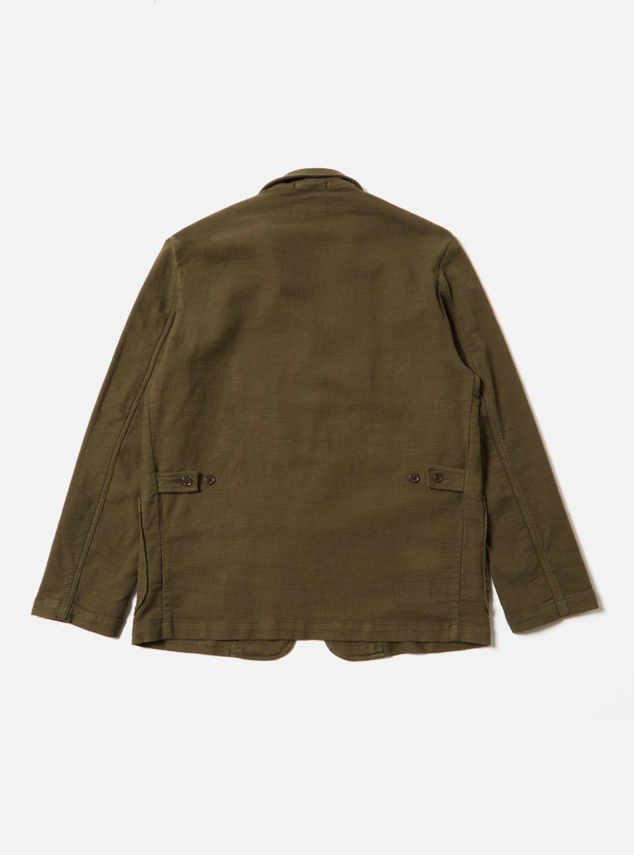 New Universal Works Universal Works Five Pocket Jacket In Olive Chevron Cotton