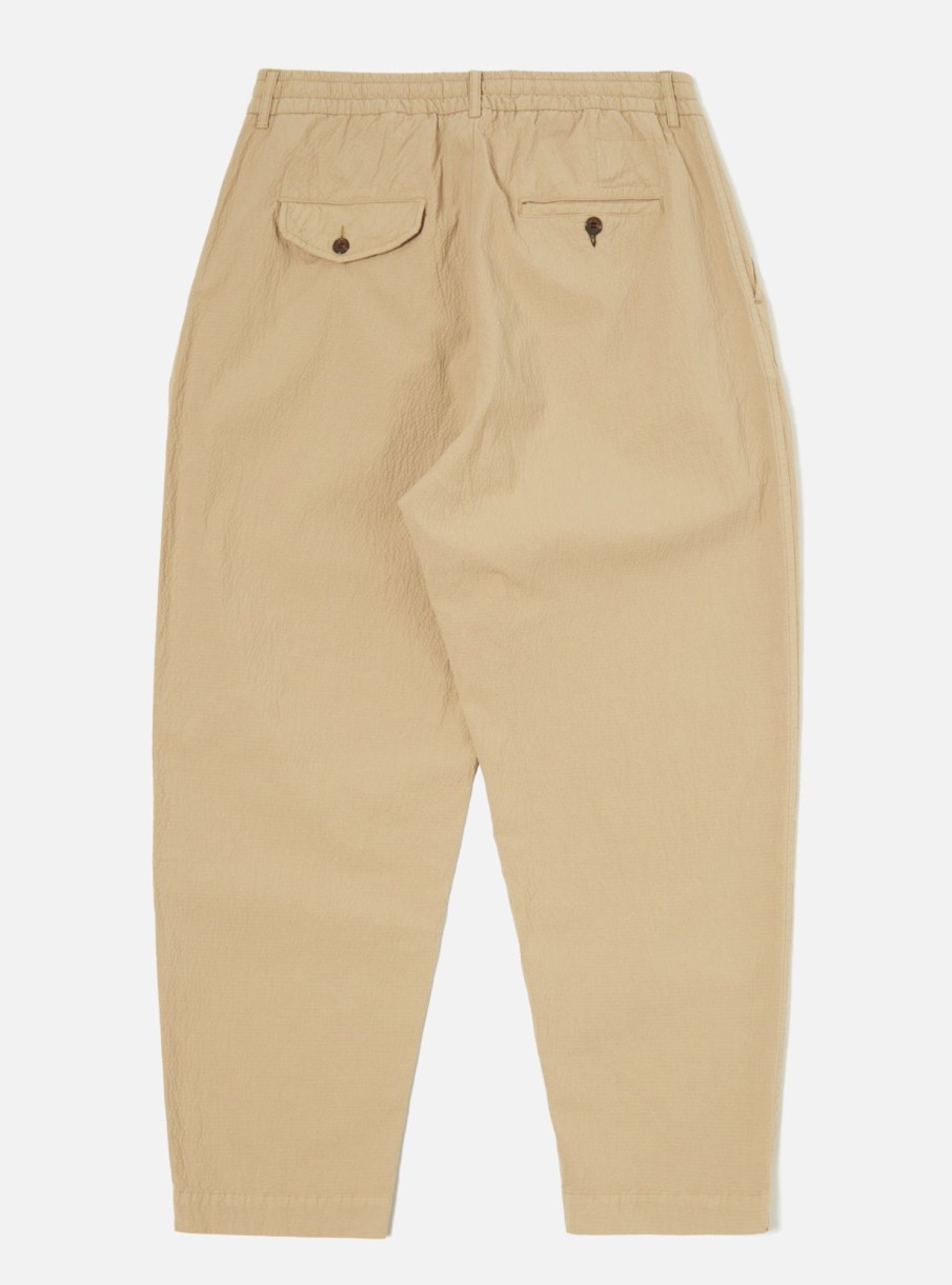 Clearance Universal Works Universal Works Pleated Track Pant In Summer Oak Seersucker Ii