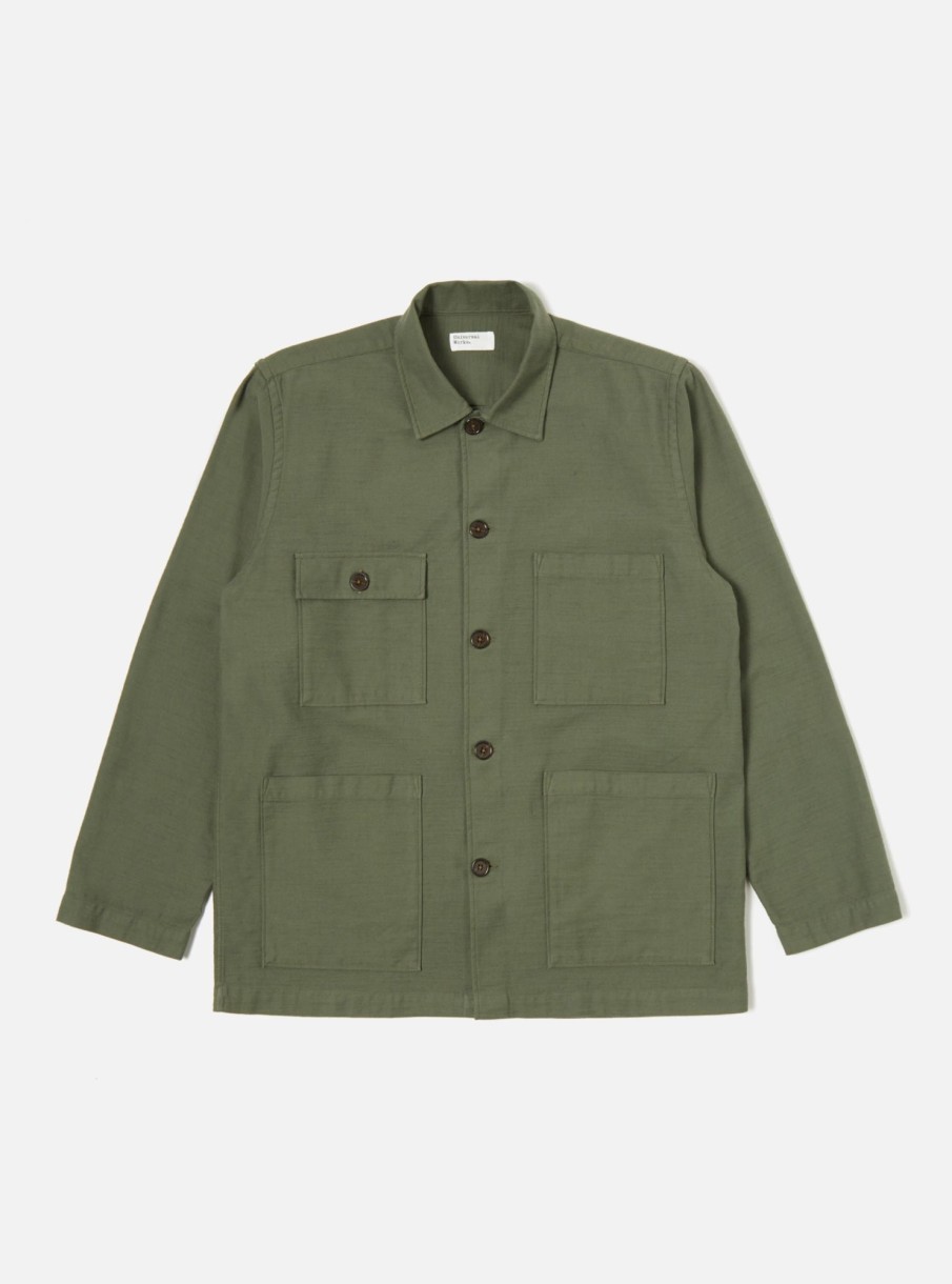 Best Universal Works Universal Works Dockside Jacket In Olive Slub Sateen