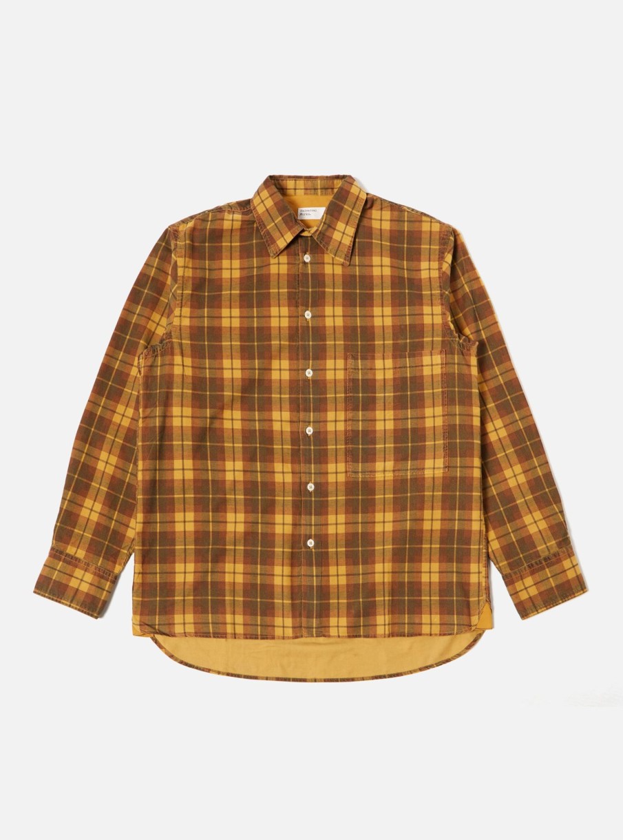 Clearance Universal Works Universal Works Square Pocket Shirt In Mustard Check Cord