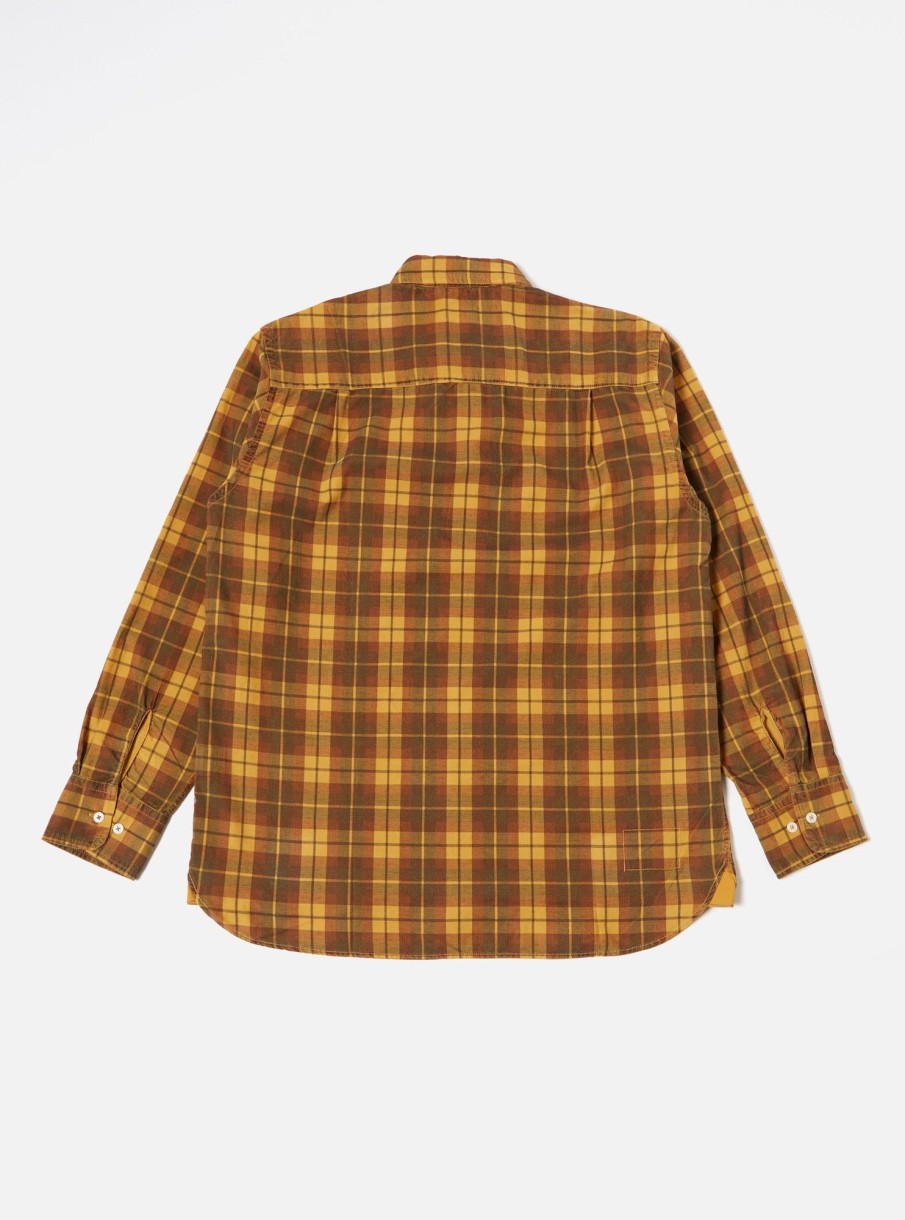 Clearance Universal Works Universal Works Square Pocket Shirt In Mustard Check Cord