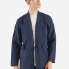 New Universal Works Universal Works Tie Front Jacket In Navy Organic Fine Poplin