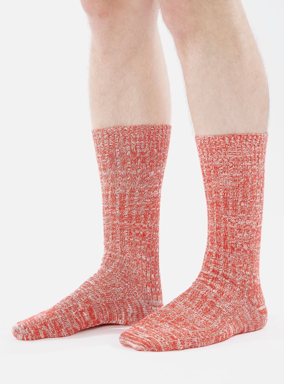 Best Universal Works Universal Works Slub Sock In Red Slub Knit