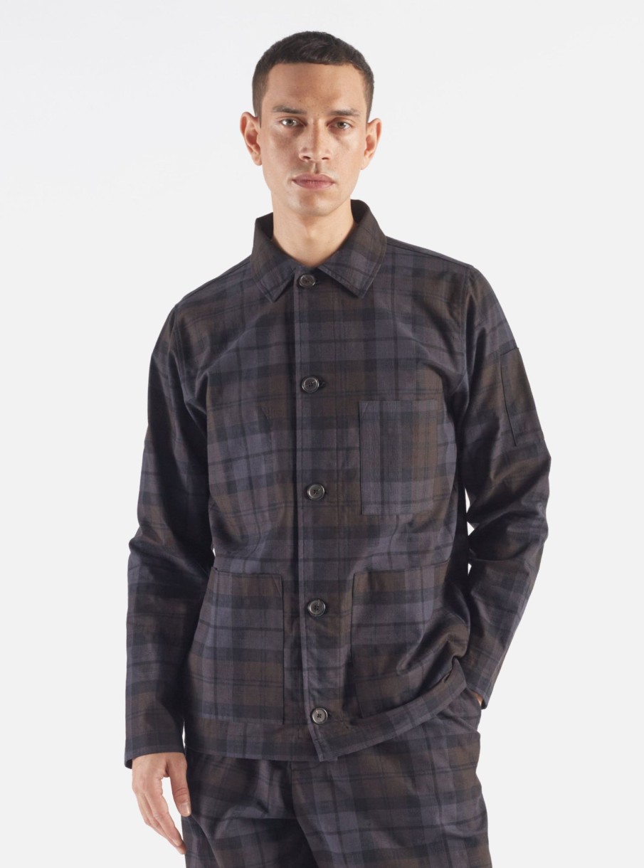 Best Universal Works Universal Works Coverall Jacket In Brown/Charcoal Oak Check