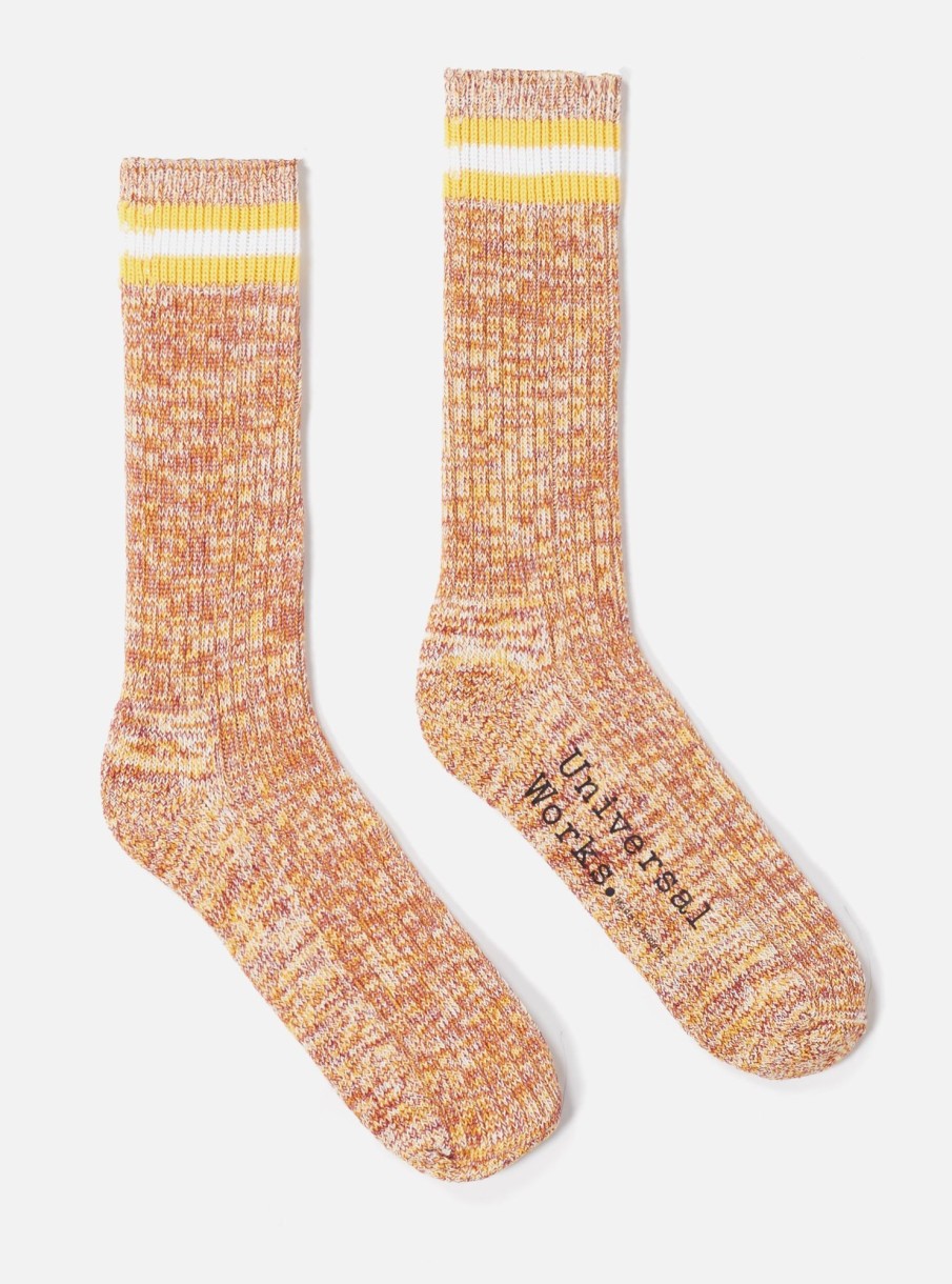 Hot Universal Works Universal Works Everyday Stripe Sock In Yellow Cotton