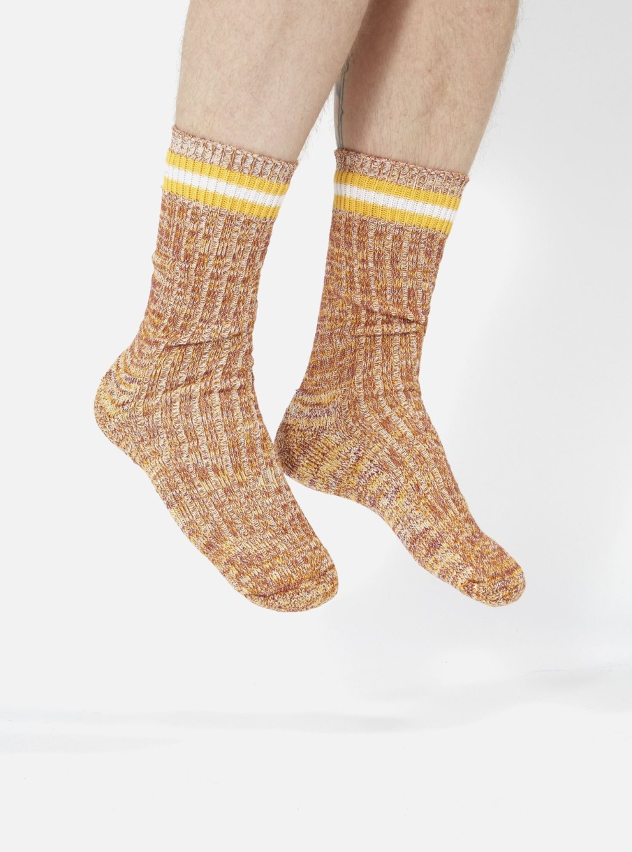 Hot Universal Works Universal Works Everyday Stripe Sock In Yellow Cotton