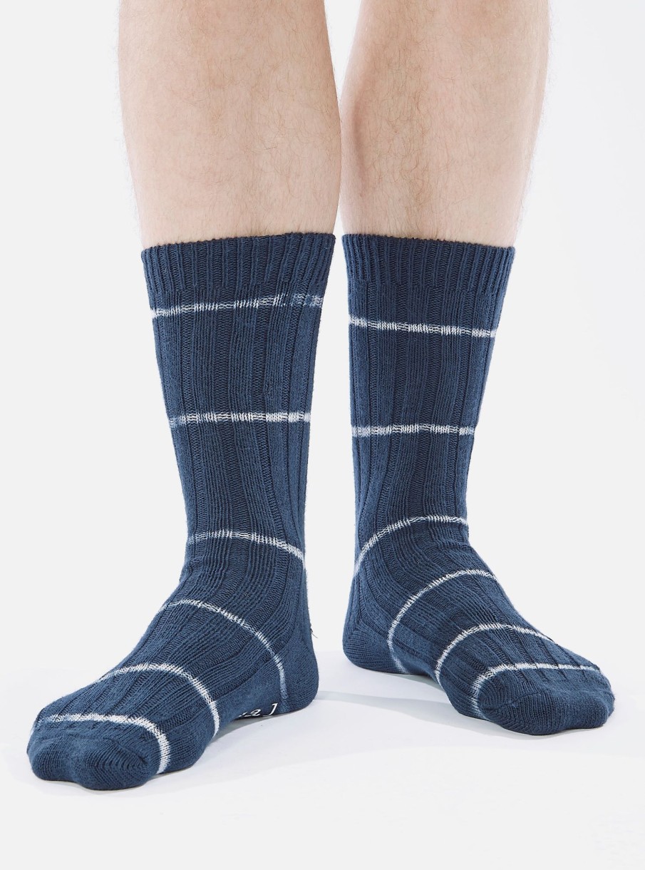 Hot Universal Works Universal Works Slub Sock In Navy Tie Dye Knit