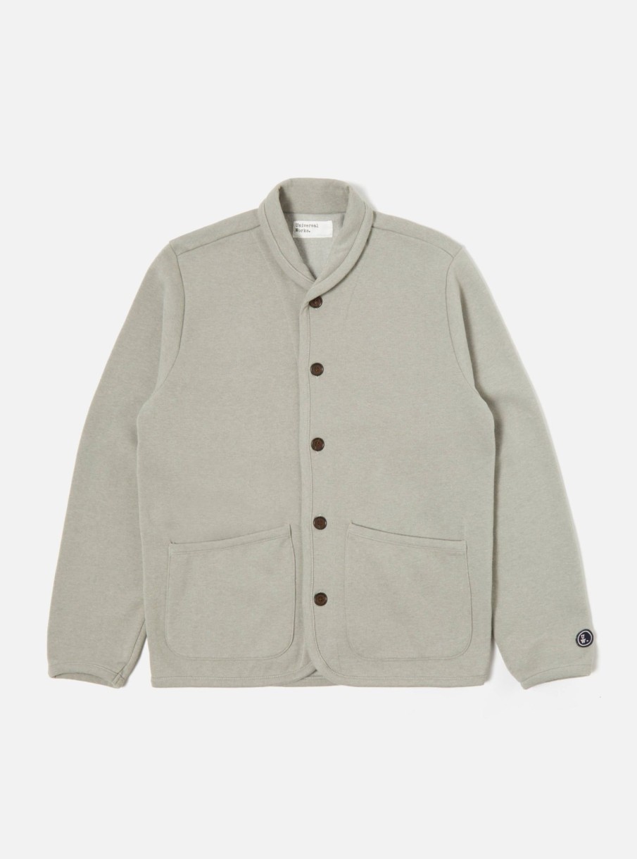 Clearance Universal Works Universal Works Lancaster Jacket In Grey Marl Recycled Cotton Blend Jersey