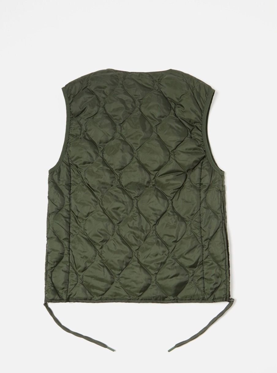 Hot Taion Taion By F/Ce. Packable Down Vest In Olive Nylon Ripstop/Duck Down