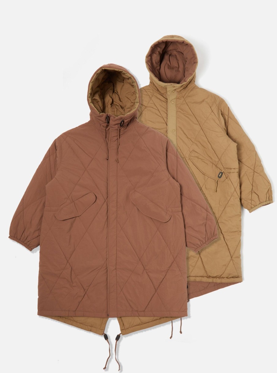 Online Universal Works Universal Works Diamond Quilt Parka In Brown Recycled Nylon