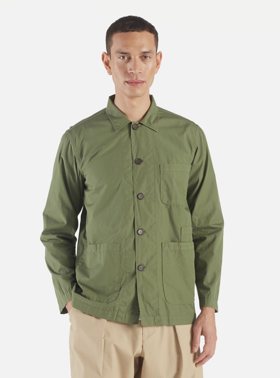 Online Universal Works Universal Works Bakers Overshirt In Birch Organic Fine Poplin