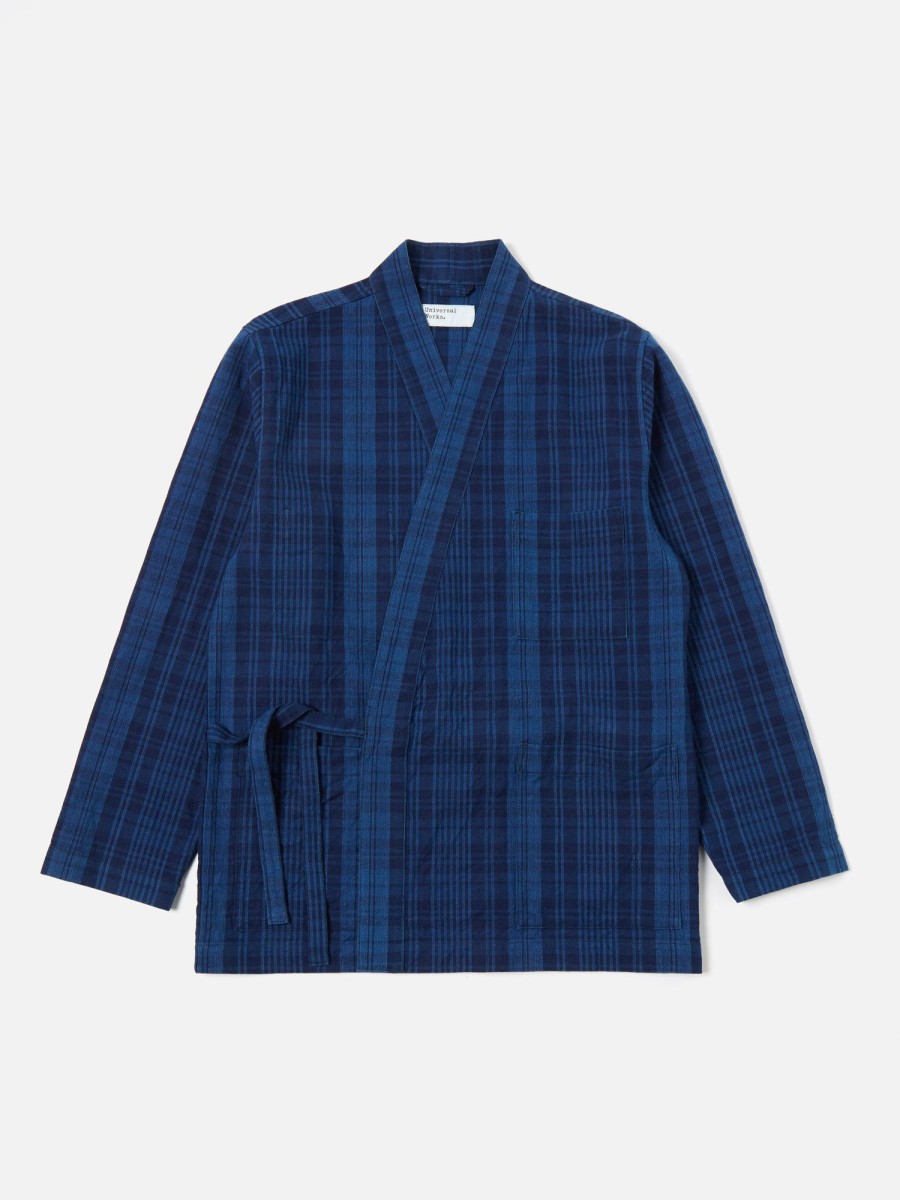 Best Universal Works Universal Works Kyoto Work Jacket In Indigo Plaid