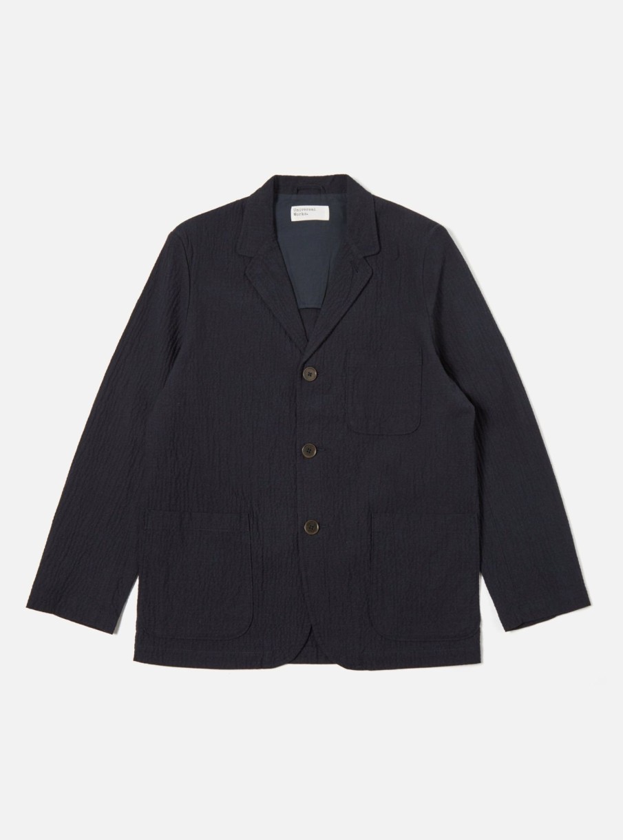 Clearance Universal Works Universal Works Three Button Jacket In Dark Navy Ospina Cotton