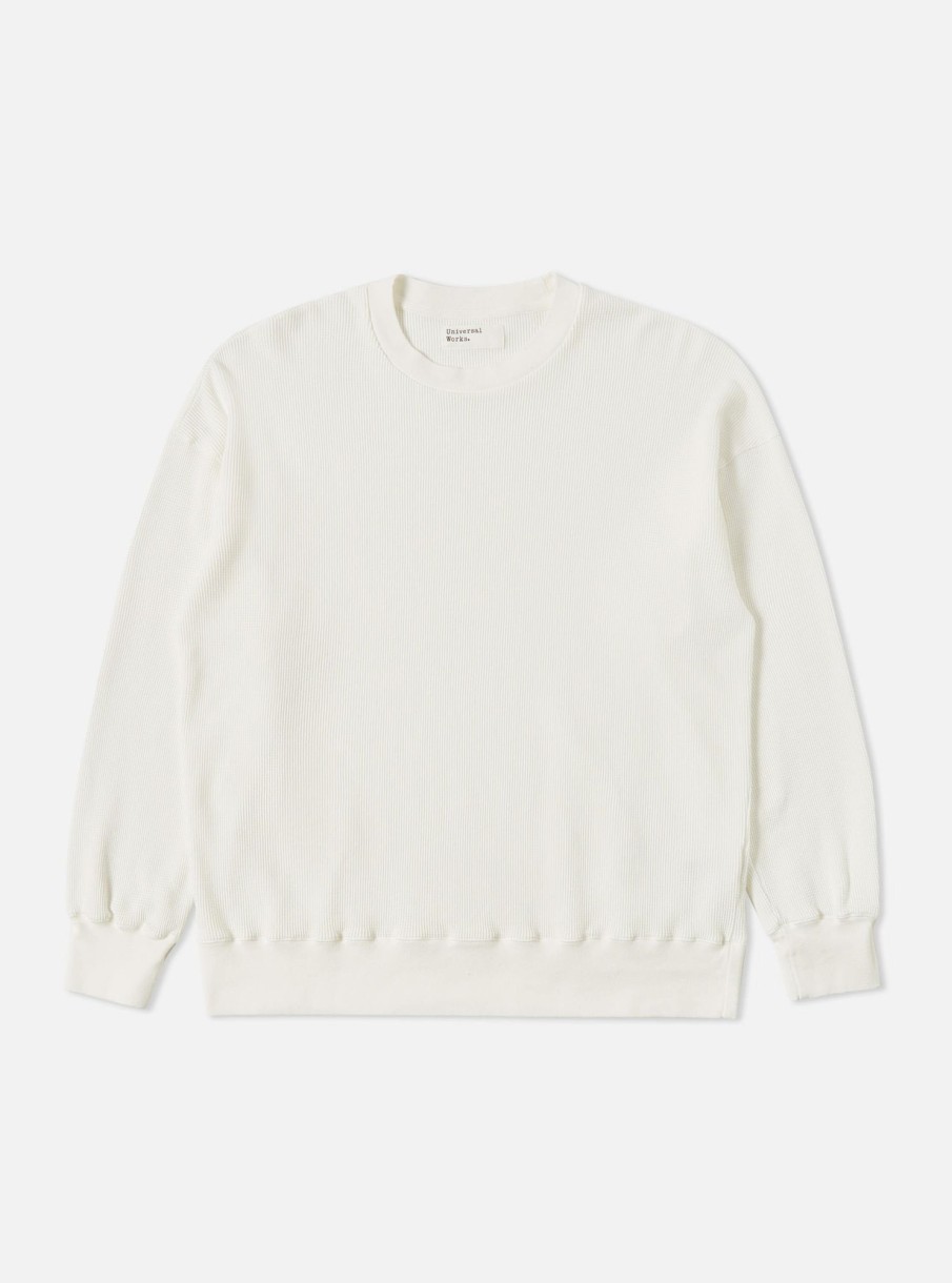 Hot Universal Works Universal Works Loose Sweatshirt In Off White Organic Cotton/Hemp Waffle