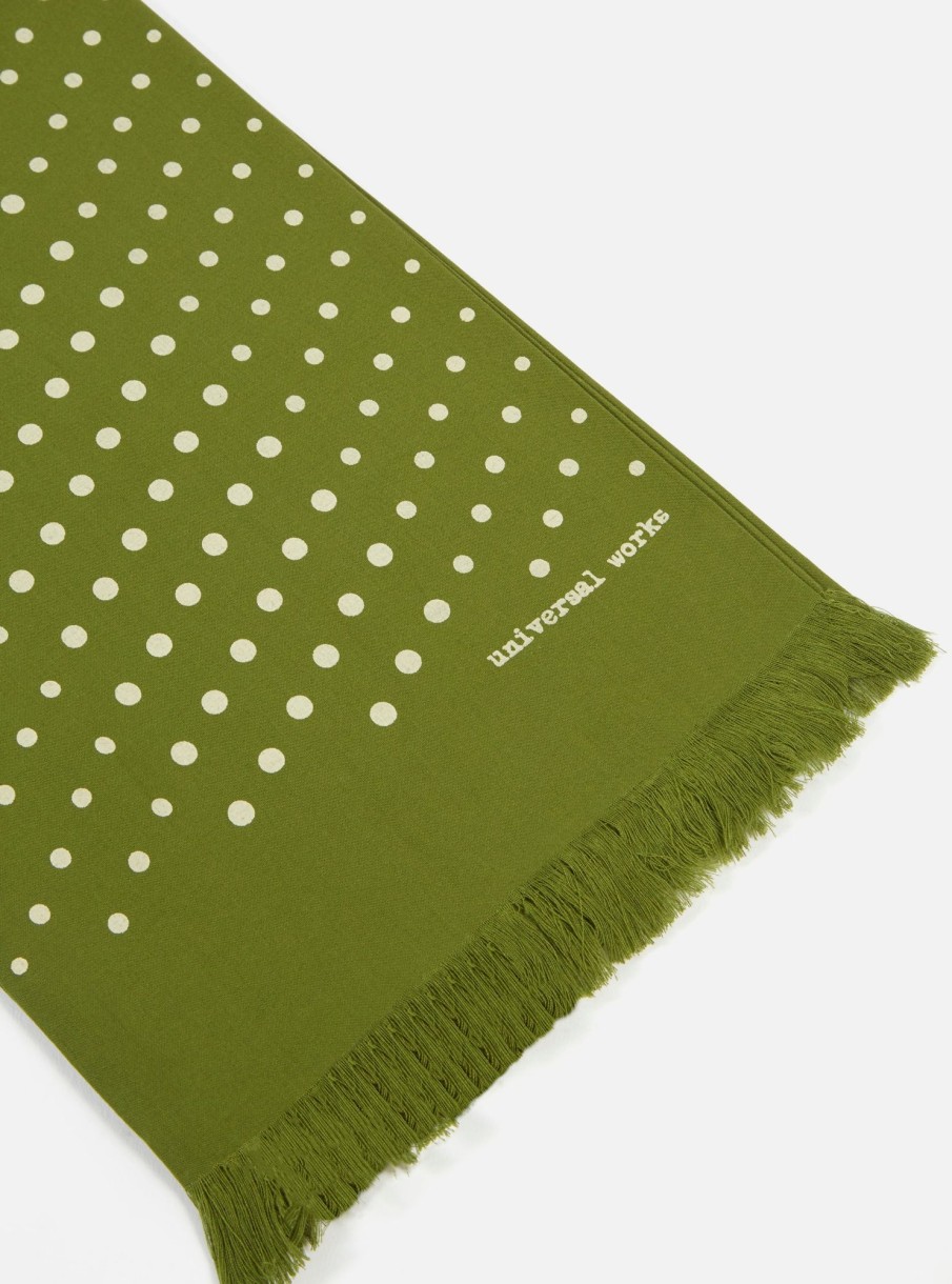 New Universal Works Universal Works Short Scarf In Green Dot Print