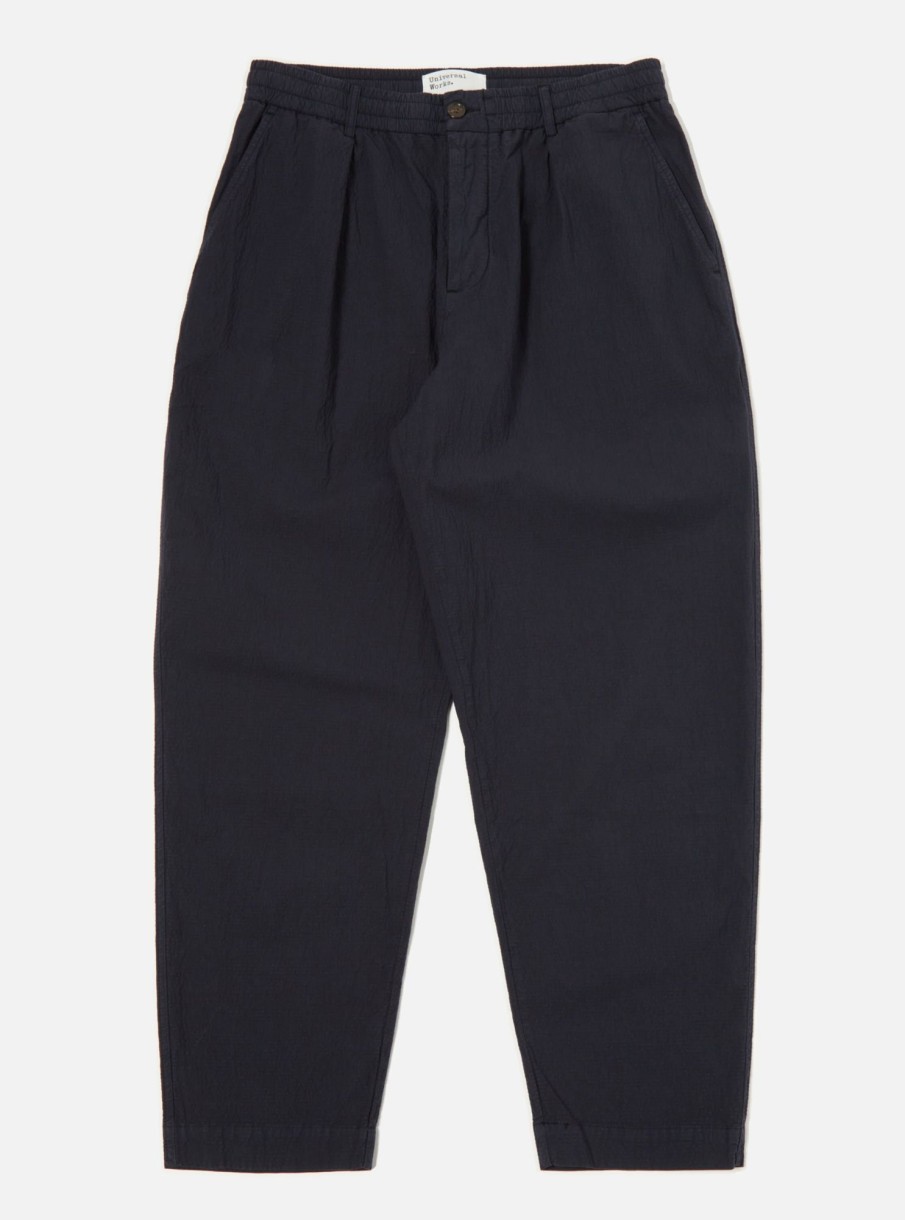 Best Universal Works Universal Works Pleated Track Pant In Navy Seersucker Ii