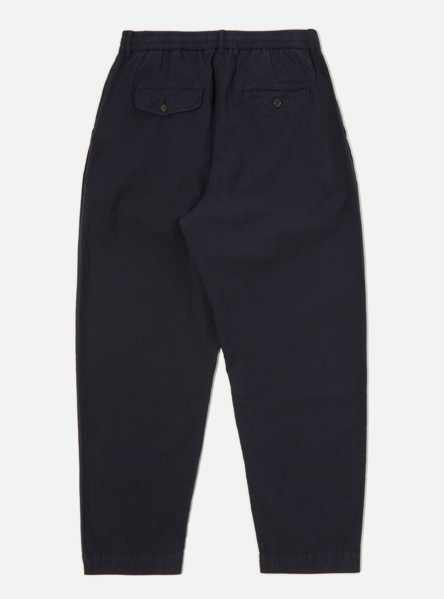 Best Universal Works Universal Works Pleated Track Pant In Navy Seersucker Ii