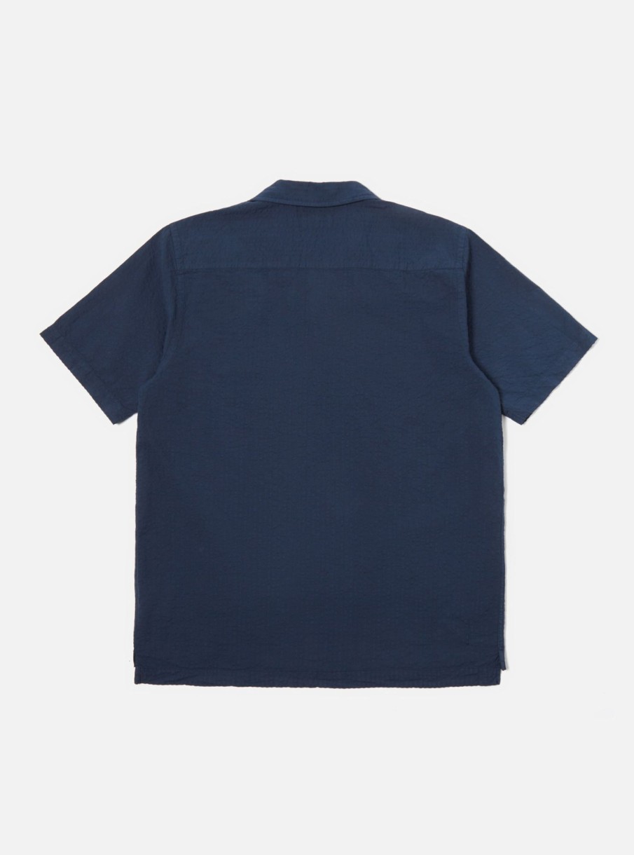 Online Universal Works Universal Works Camp Shirt Ii In Navy Onda Cotton