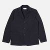 New Universal Works Universal Works Three Button Jacket In Navy Seersucker Ii