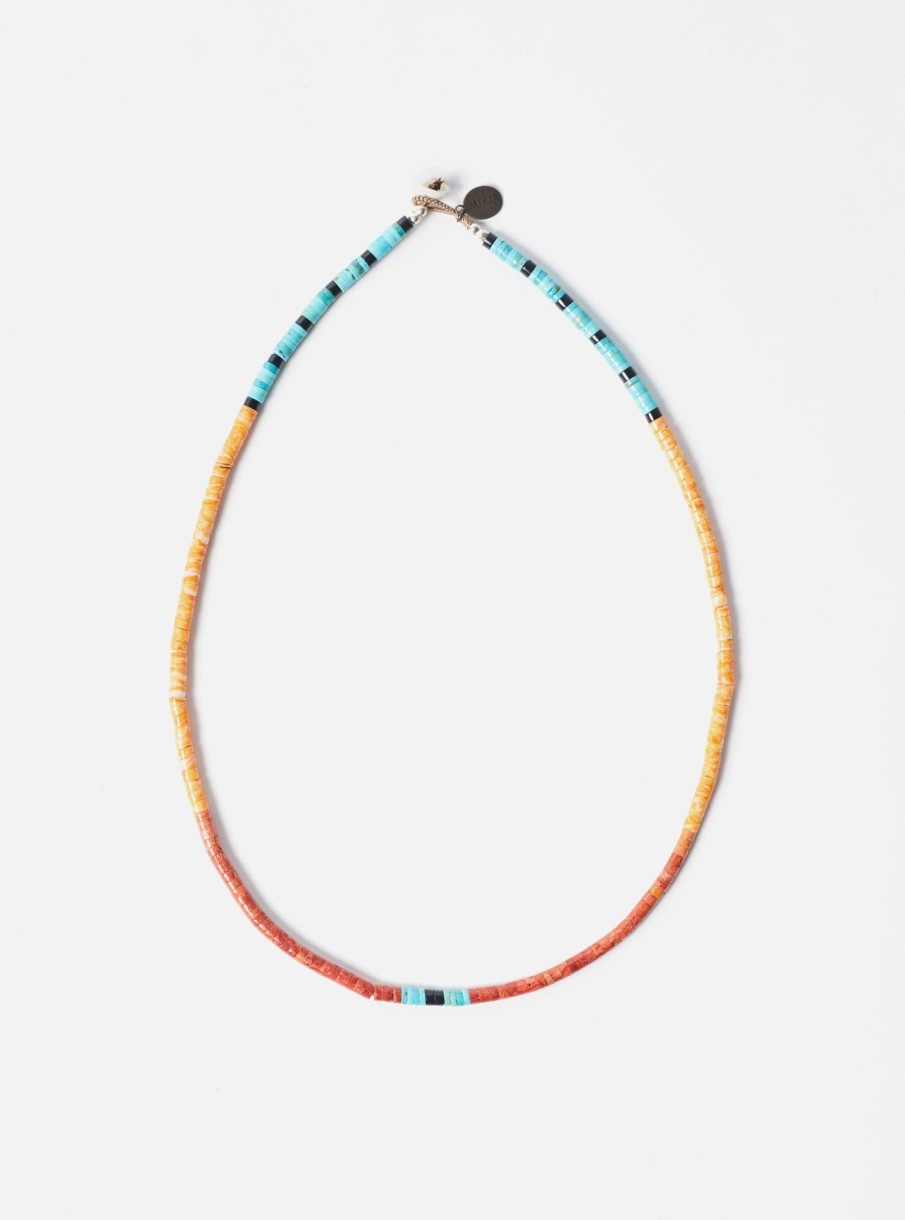 Clearance Mikia Mikia Heishi Bead Necklace In Spiny Oyster/Sponge Coral/Turqoise