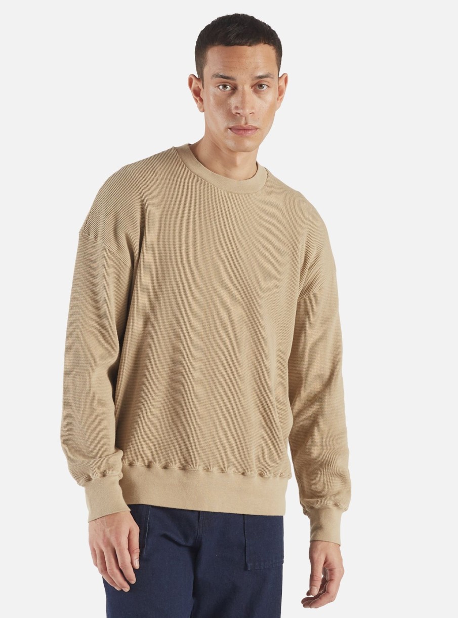 New Universal Works Universal Works Loose Sweatshirt In Summer Oak Organic Cotton/Hemp Waffle